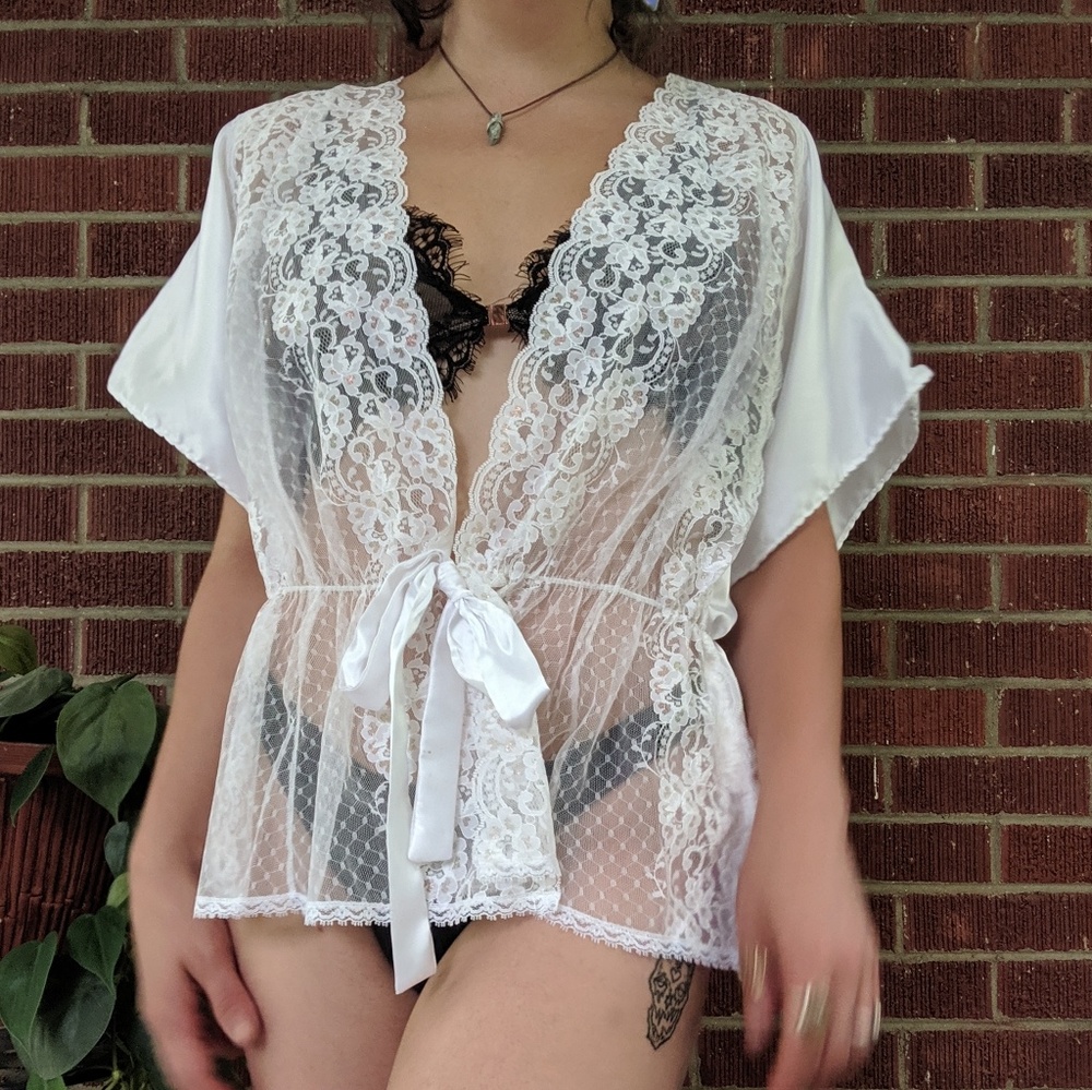 classic white lace night top
